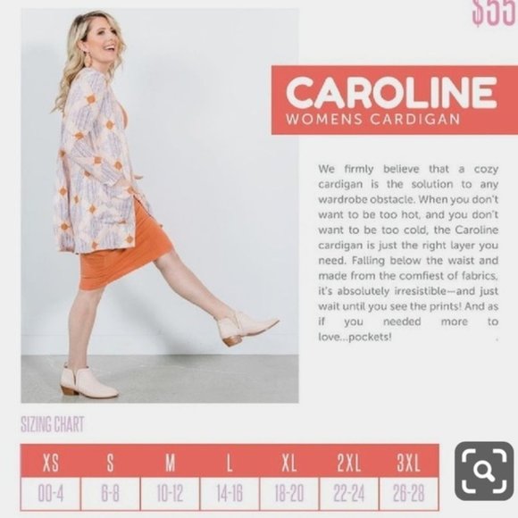 NWT LuLaRoe Caroline Cardigan Sweater rose print on blue size XL - Picture 7 of 7